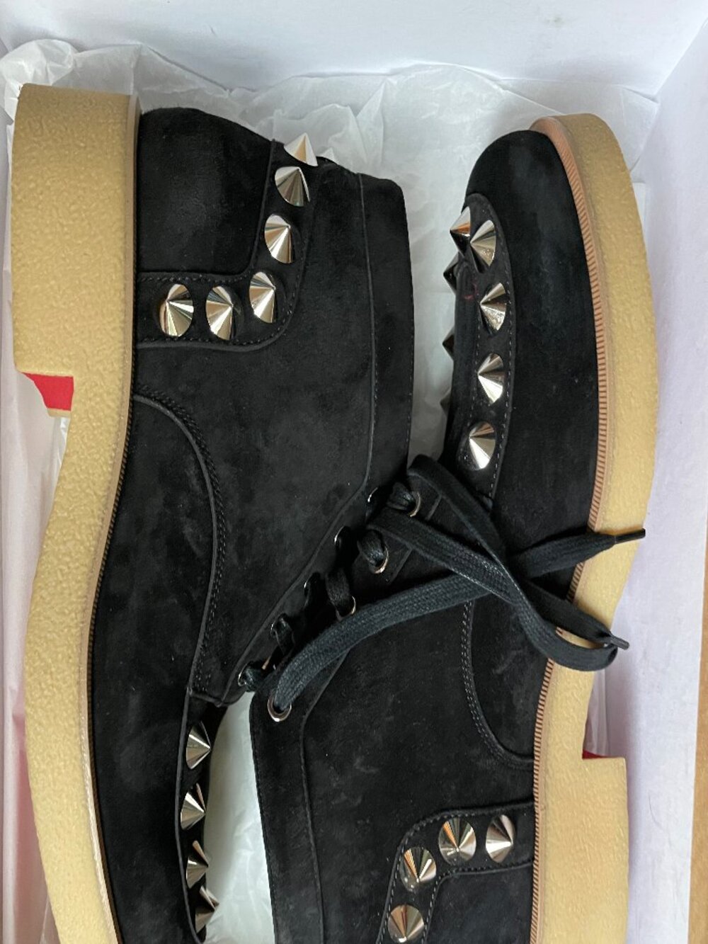 Men's Christian Louboutin size 42 black suede spiked .